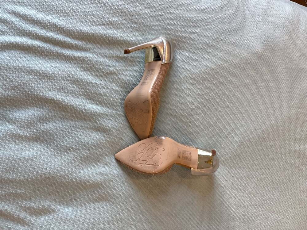 Ted Baker London Gold Glitter Pointed Toe D'Orsay Stiletto Pumps - Picture 4 of 5